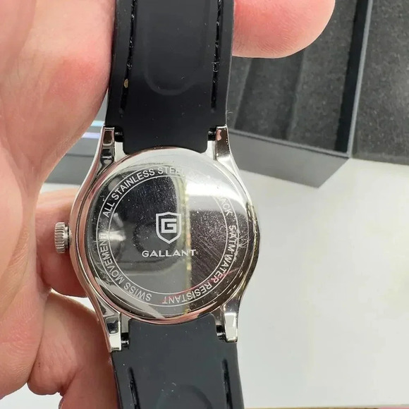 NEW Gallant Wrist Watch Swiss Quartz Stainless Steel Blue Black Silver Mens OS - Picture 6 of 7